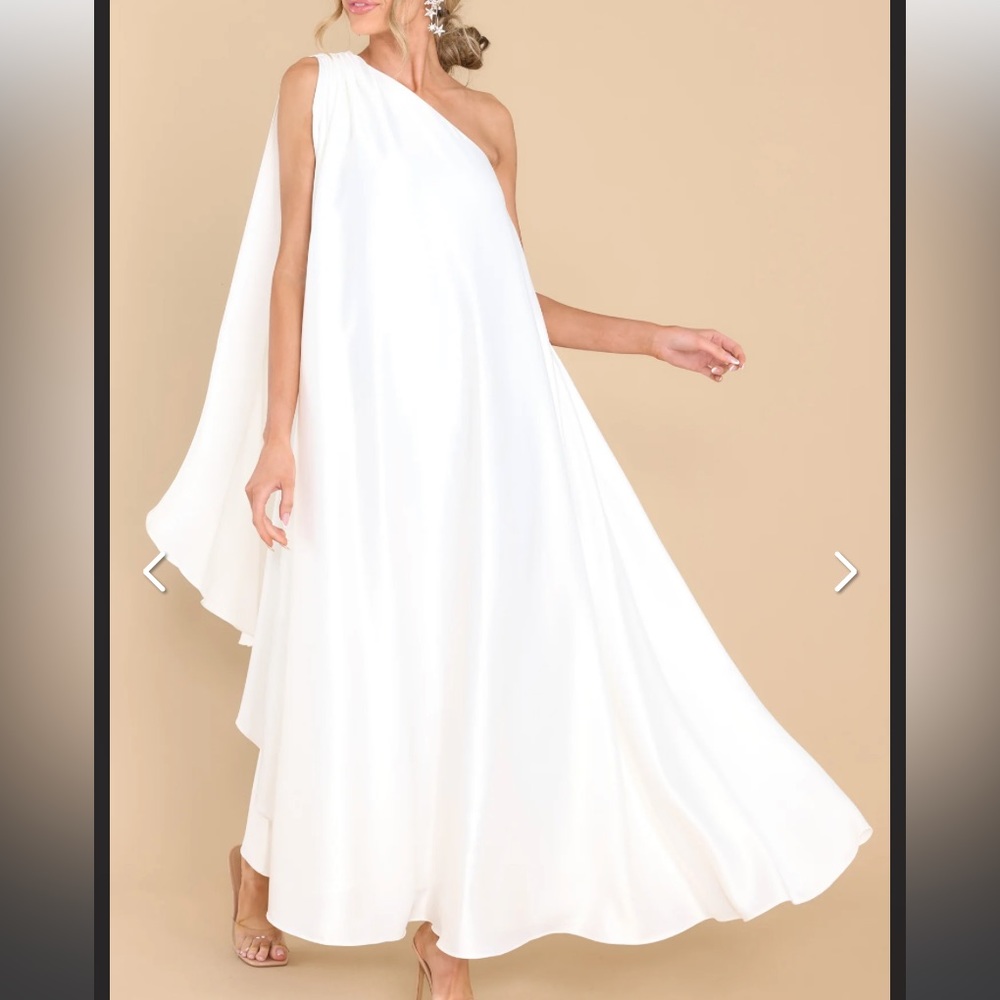 White Satin One Shoulder Gown